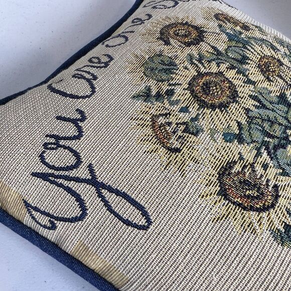 Sunflower Tapestry Pillow 12" x 12" You Are The Sunshine Of My Life Pillow Decor - Picture 3 of 8